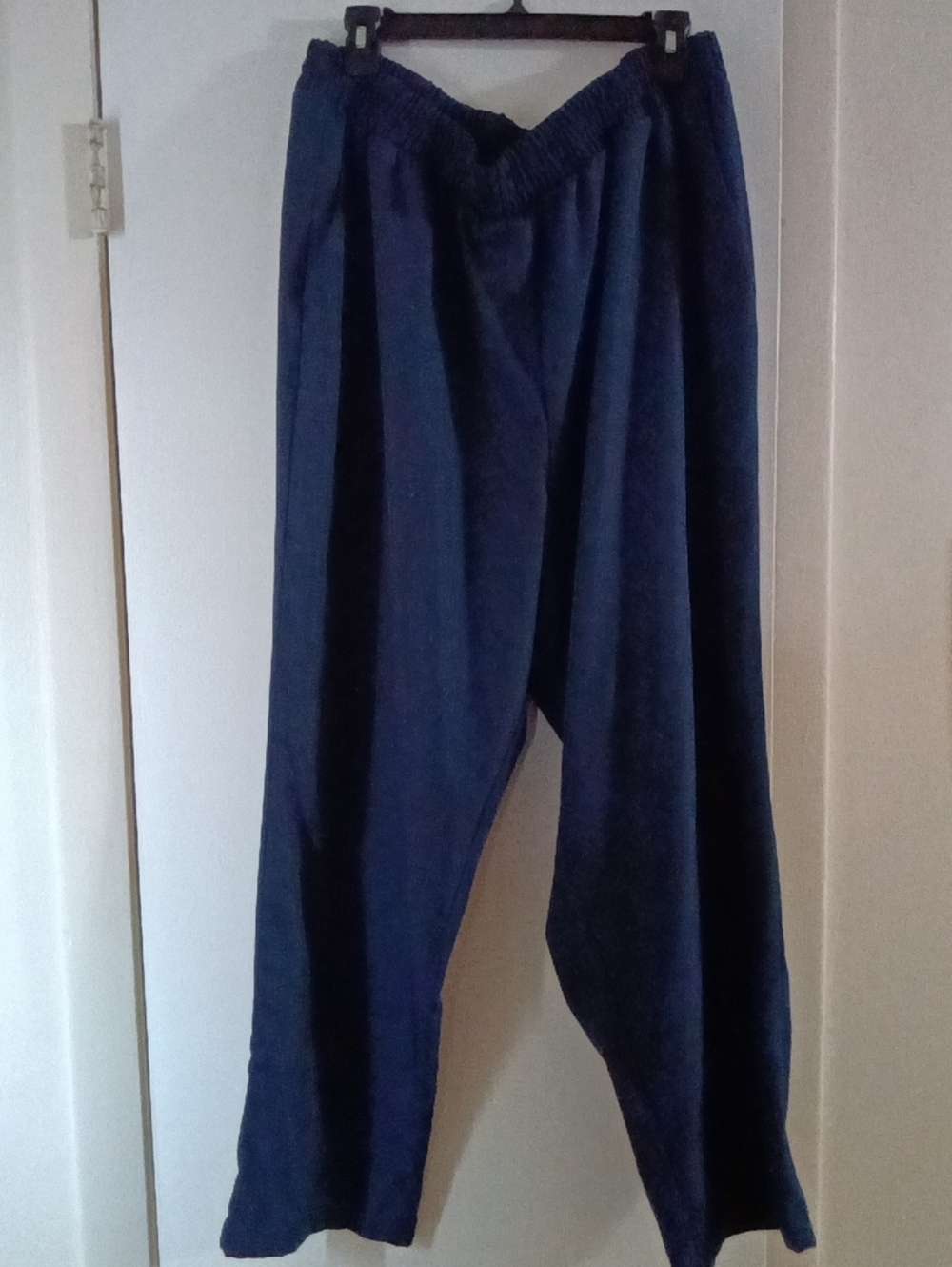 Women's Casual Elastic Waist Navy Pants